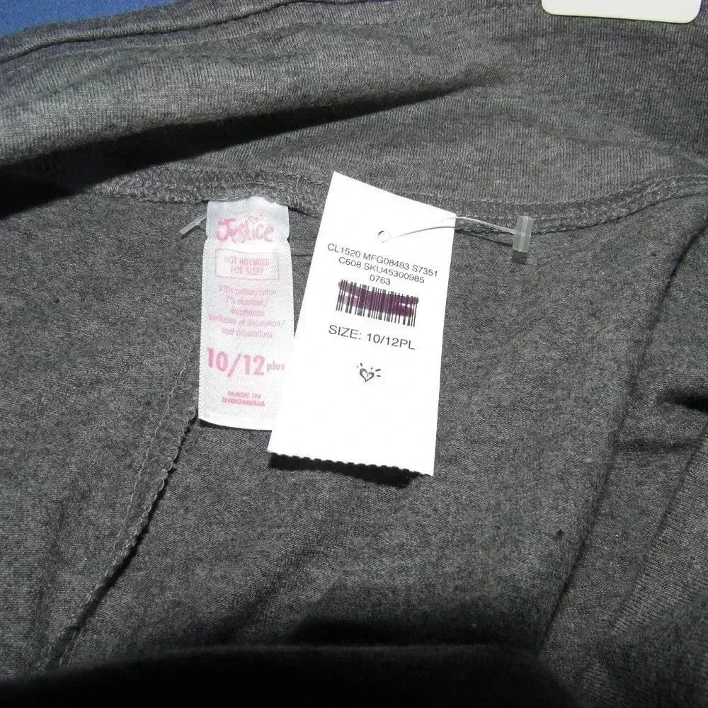 NWT JUSTICE Crop Gray Pull-On Pants Kids Size 10/12 Plus